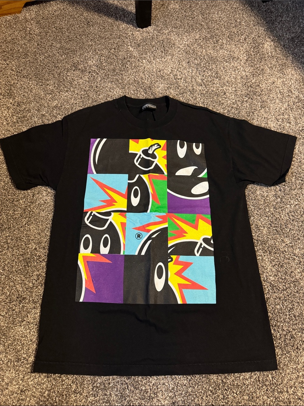 The Hundreds Black Graphic Short Sleeve Tee with Multicolor Bomb Patchwork